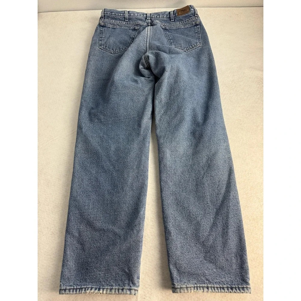 L.L. Bean Double L Natural Fit Jeans Mens 35 x 34 Blue‎ Fleece Lined Denim